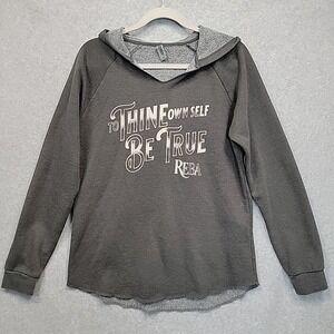 Reba McEntire Hoodie Sweatshirt Women's Sz M Gray To Thine Own Self Be True READ